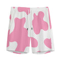 Pastel Pink And White Cow Print Men's Athletic Shorts