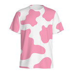 Pastel Pink And White Cow Print Men's Sports T-Shirt