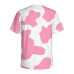 Pastel Pink And White Cow Print Men's Sports T-Shirt