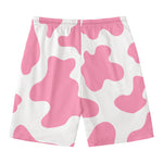 Pastel Pink And White Cow Print Men's Swim Trunks