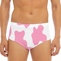Pastel Pink And White Cow Print Men's Triangle Swim Briefs