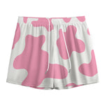 Pastel Pink And White Cow Print Mesh Shorts