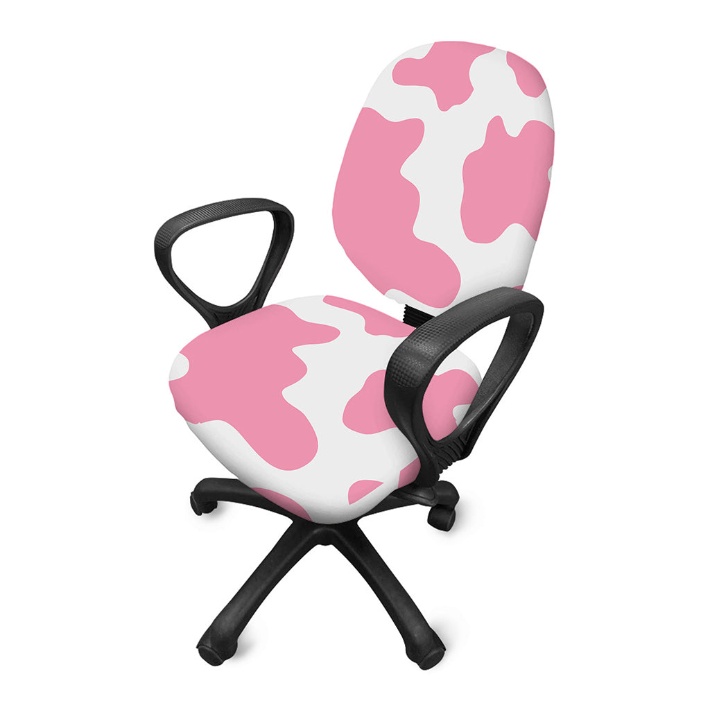Pastel Pink And White Cow Print Office Chair Cover
