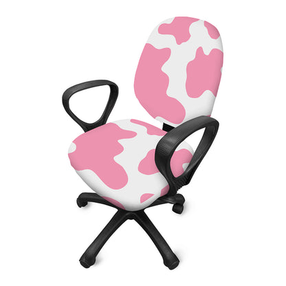 Pastel Pink And White Cow Print Office Chair Cover
