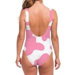 Pastel Pink And White Cow Print One Piece Swimsuit