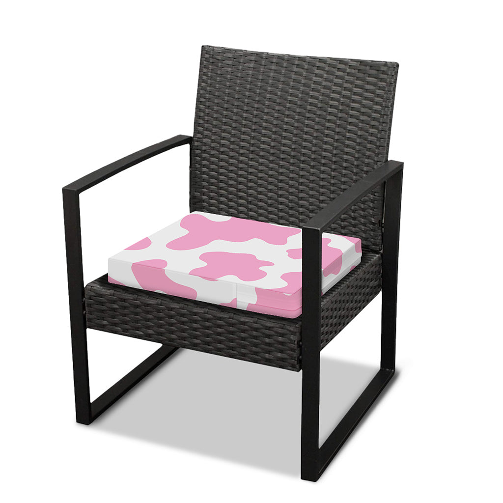 Pastel Pink And White Cow Print Outdoor Seat Cushion Cover