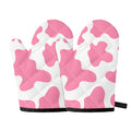 Pastel Pink And White Cow Print Oven Mitts