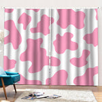 Pastel Pink And White Cow Print Pencil Pleat Curtains