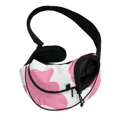 Pastel Pink And White Cow Print Pet Sling Carrier