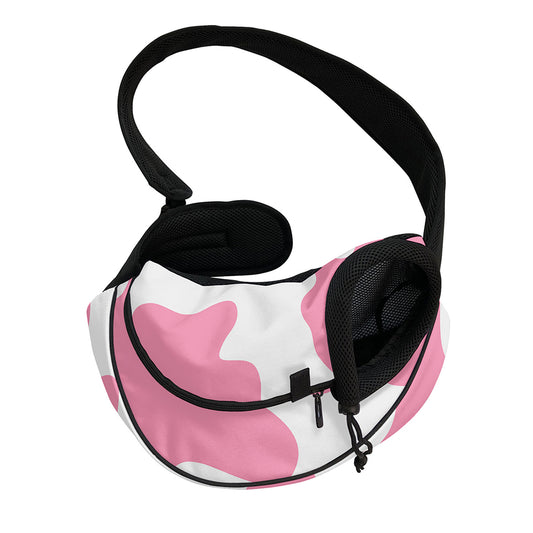 Pastel Pink And White Cow Print Pet Sling Carrier