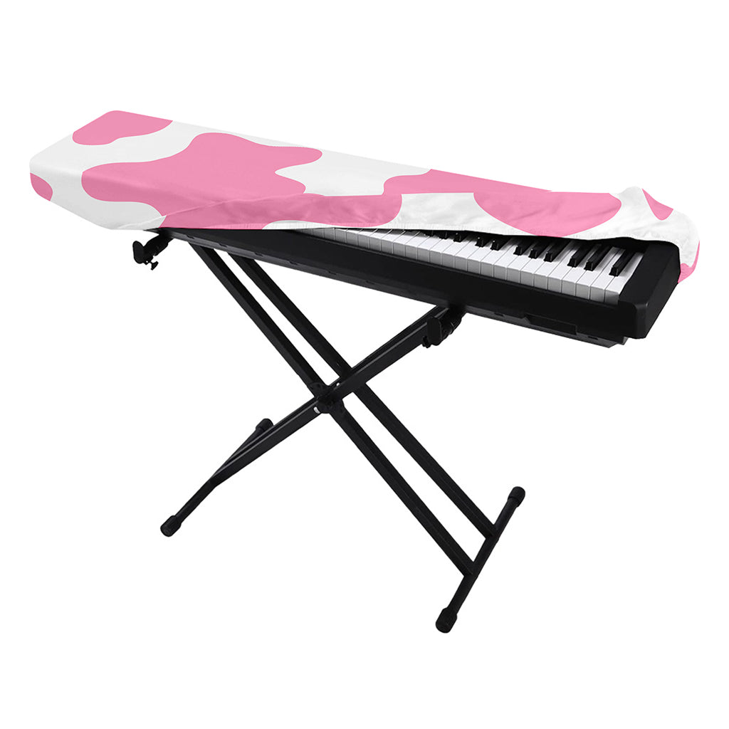 Pastel Pink And White Cow Print Piano Keyboard Cover