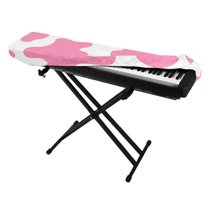 Pastel Pink And White Cow Print Piano Keyboard Cover