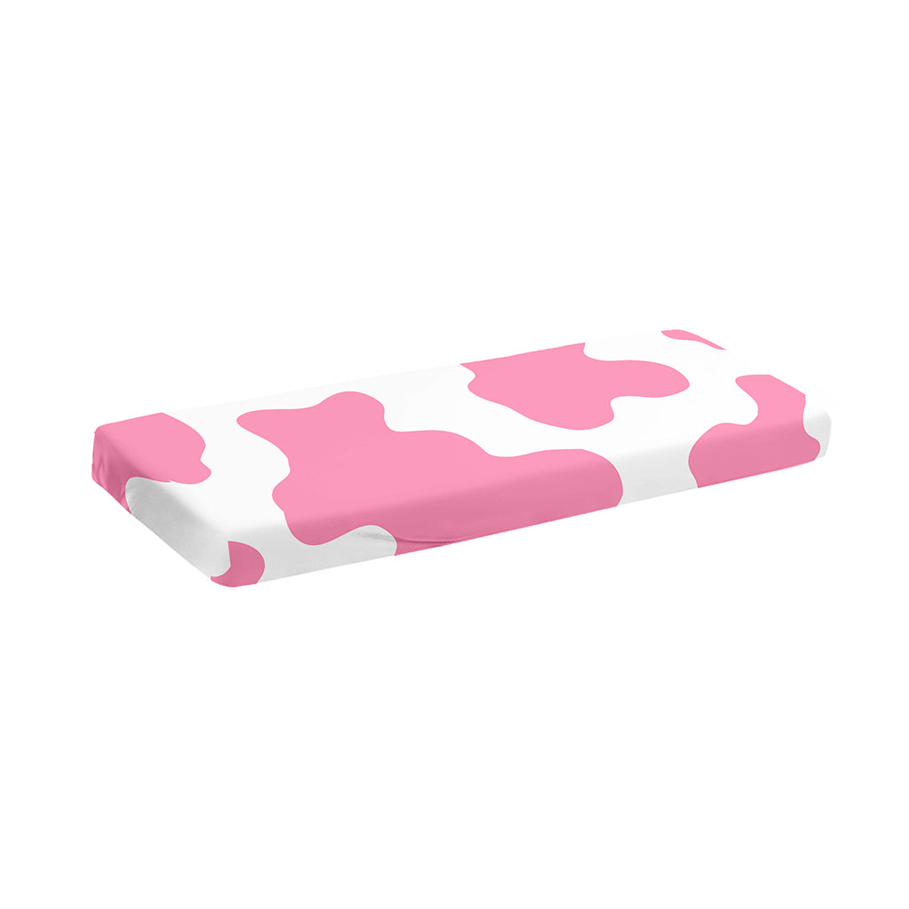 Pastel Pink And White Cow Print Piano Keyboard Cover