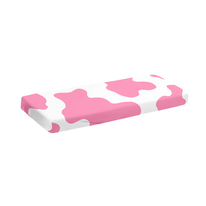 Pastel Pink And White Cow Print Piano Keyboard Cover