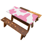 Pastel Pink And White Cow Print Picnic Table Cover