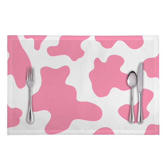 Pastel Pink And White Cow Print Placemat