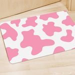 Pastel Pink And White Cow Print Polyester Doormat
