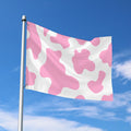 Pastel Pink And White Cow Print Polyester Flag