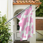 Pastel Pink And White Cow Print Polyester Flag