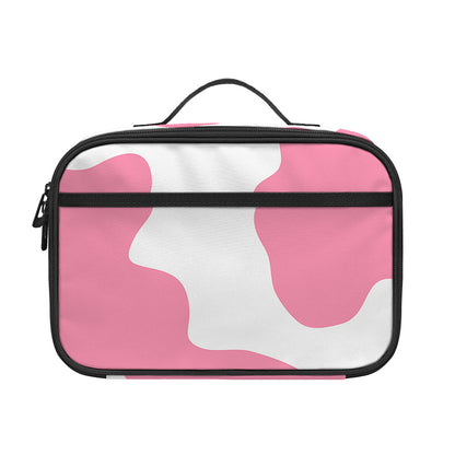 Pastel Pink And White Cow Print Portable Lunch Bag
