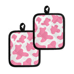Pastel Pink And White Cow Print Pot Holders