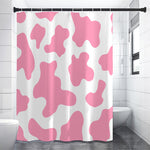 Pastel Pink And White Cow Print Premium Shower Curtain