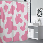 Pastel Pink And White Cow Print Premium Shower Curtain