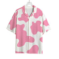Pastel Pink And White Cow Print Rayon Hawaiian Shirt
