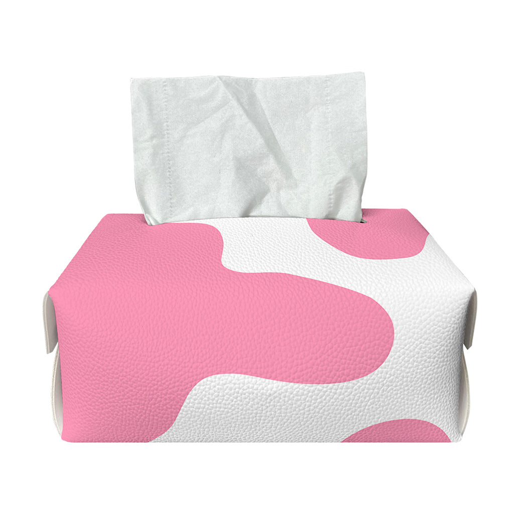 Pastel Pink And White Cow Print Rectangle Tissue Box Cover