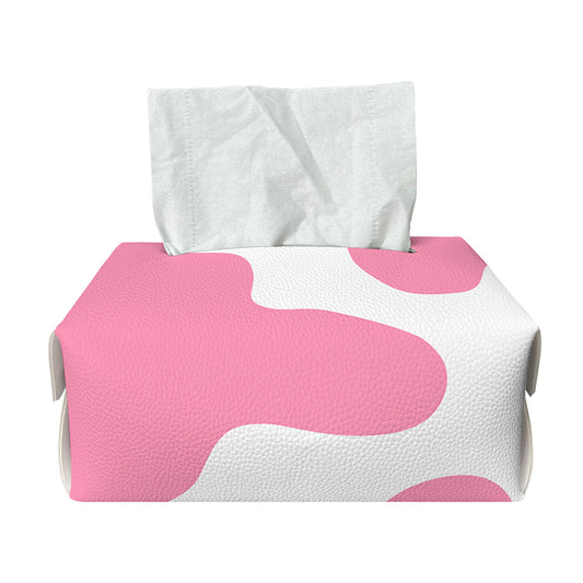 Pastel Pink And White Cow Print Rectangle Tissue Box Cover
