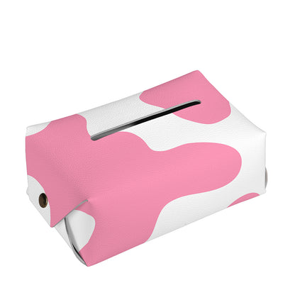 Pastel Pink And White Cow Print Rectangle Tissue Box Cover