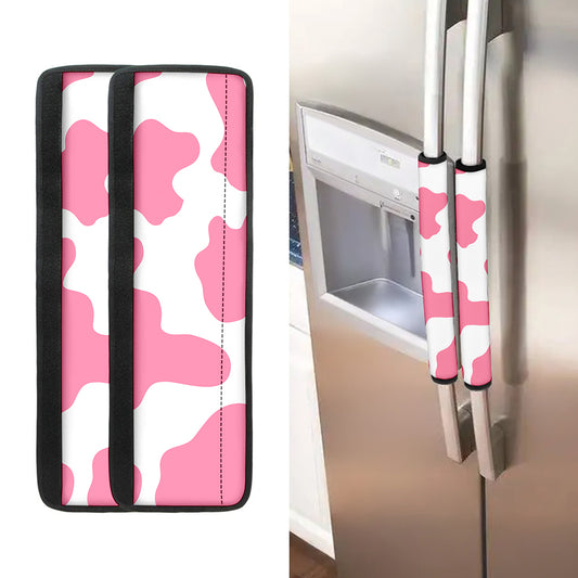 Pastel Pink And White Cow Print Refrigerator Handle Covers