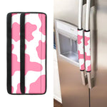 Pastel Pink And White Cow Print Refrigerator Handle Covers