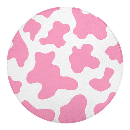 Pastel Pink And White Cow Print Round Blanket