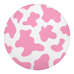 Pastel Pink And White Cow Print Round Blanket