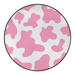 Pastel Pink And White Cow Print Round Floor Mat