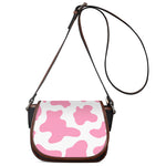 Pastel Pink And White Cow Print Saddle Bag