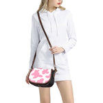 Pastel Pink And White Cow Print Saddle Bag