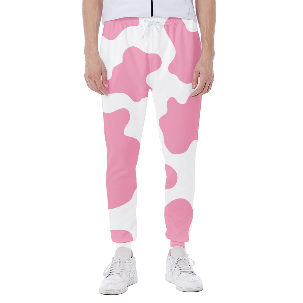 Pastel Pink And White Cow Print Scuba Joggers