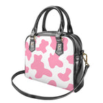 Pastel Pink And White Cow Print Shoulder Handbag