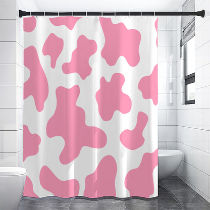 Pastel Pink And White Cow Print Shower Curtain