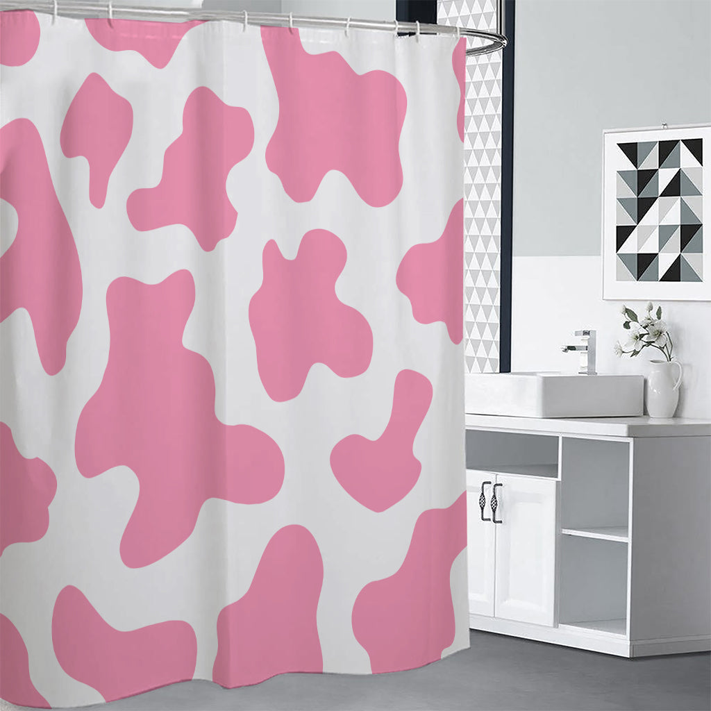 Pastel Pink And White Cow Print Shower Curtain