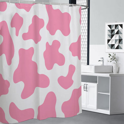 Pastel Pink And White Cow Print Shower Curtain