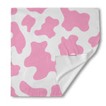 Pastel Pink And White Cow Print Silk Bandana