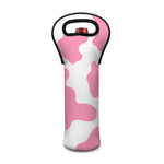 Pastel Pink And White Cow Print Single Neoprene Wine Tote