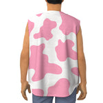 Pastel Pink And White Cow Print Sleeveless Baseball Jersey