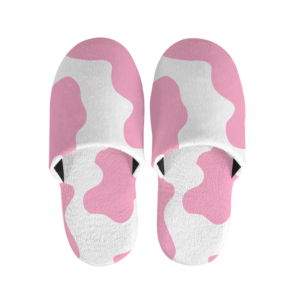 Pastel Pink And White Cow Print Slippers