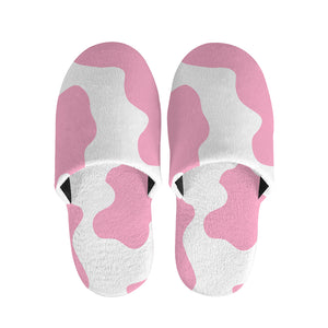 Pastel Pink And White Cow Print Slippers