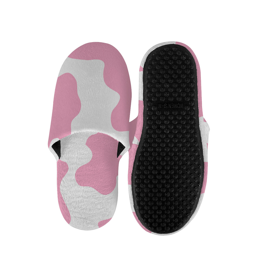Pastel Pink And White Cow Print Slippers