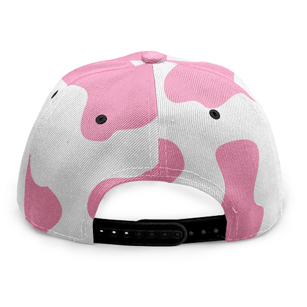 Pastel Pink And White Cow Print Snapback Cap